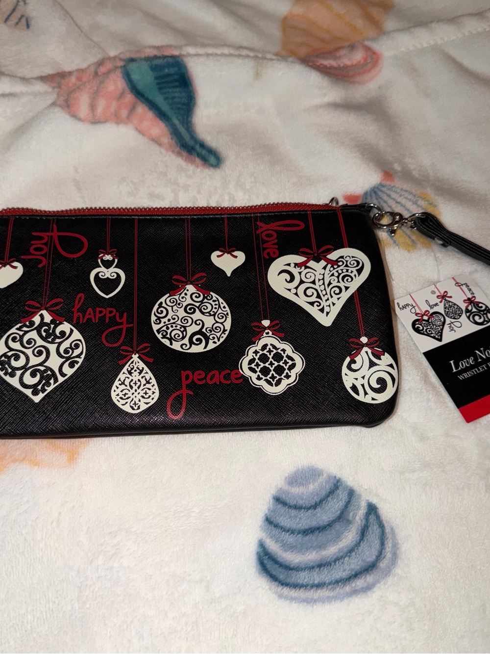 Brighton Black Wristlet with White Ornaments and Red Accents NWT
